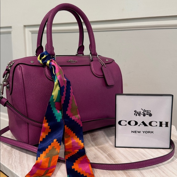 Coach Bag Purple Small Leather Satchel - Picture 1 of 17
